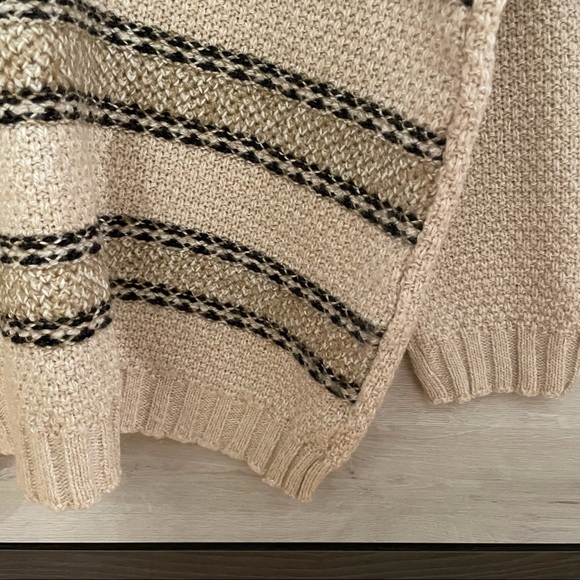 Vintage Oversized Crew Neck Striped Knit Beige Sweater - Picture 7 of 13